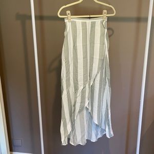 Grey and white striped maxi skirt